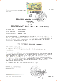 Modulo richiesta certificato carichi pendenti