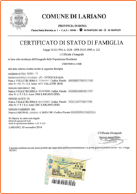 Certificato di stato civile per rogito